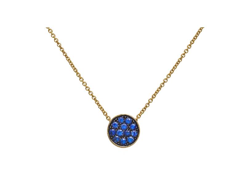 18 KT YELLOW GOLD NECKLACE WITH BLU SAPPHIRES PAVE' AND BLU ENAMEL PAILLETTES CHANTECLER 42315